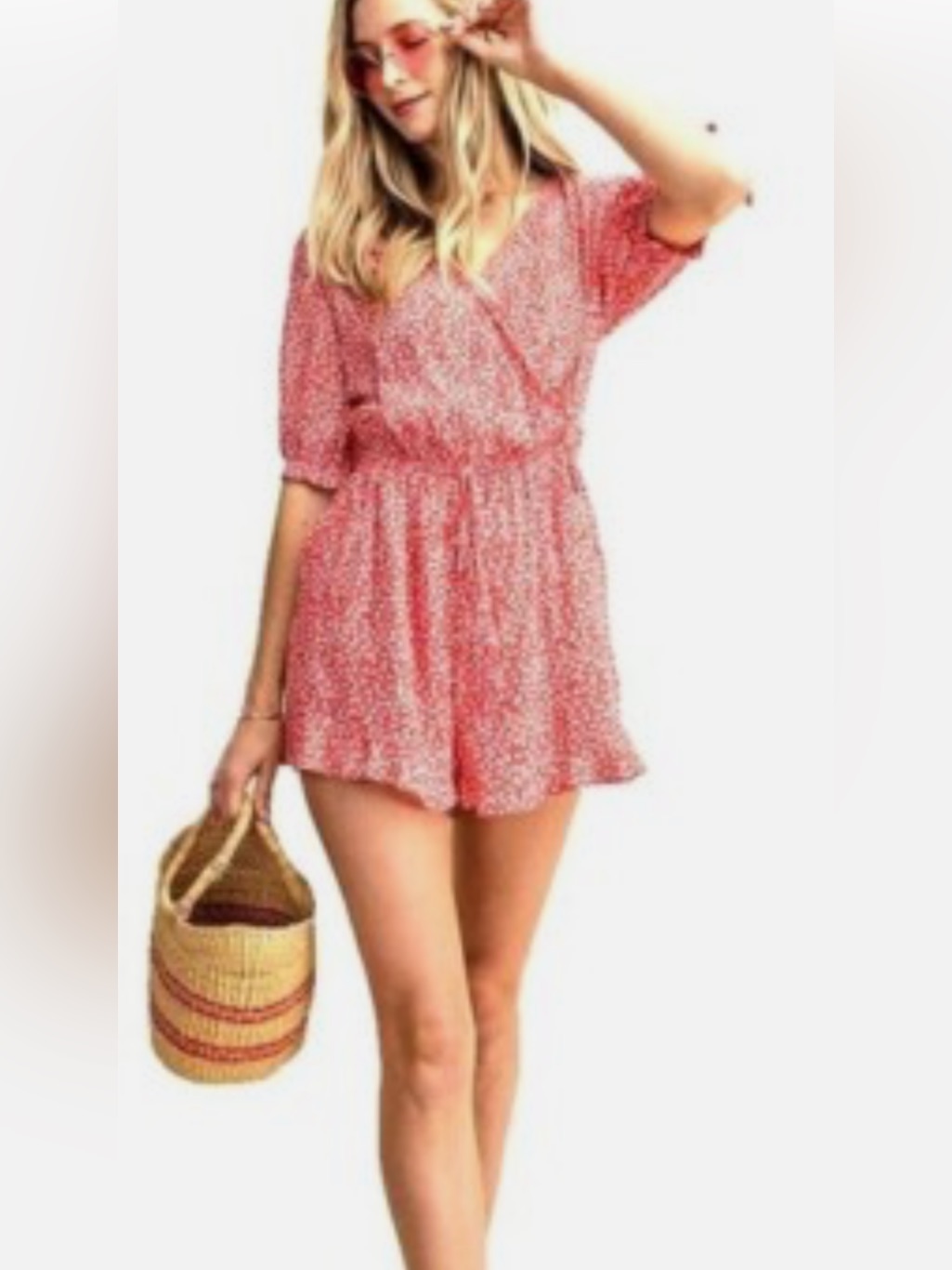 Kori Red Floral Short-Sleeve Romper